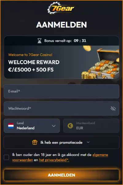 7Gear Casino Registratie